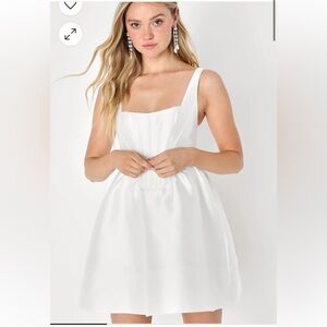 Lulus Bubbly Love white taffeta corset mini dress